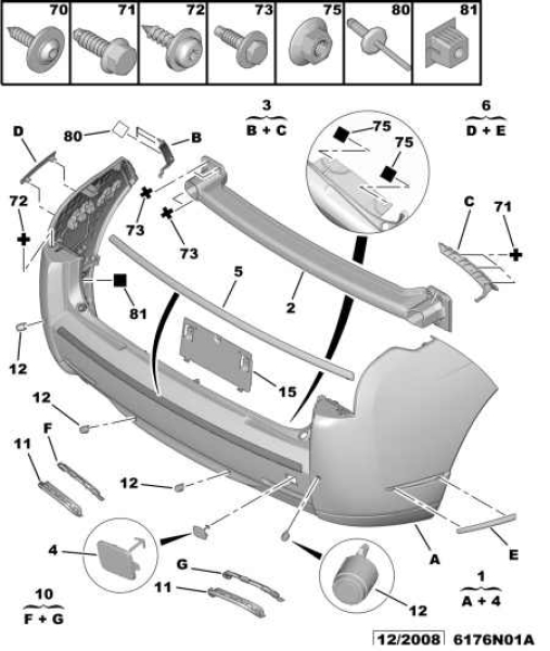Citroen C6 Stoßstange hinten 7410 Y5